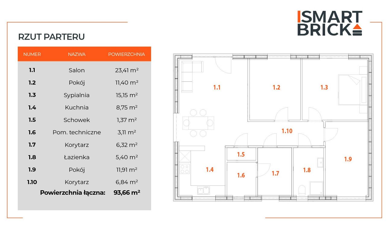 Rzut parteru domu Light Wood