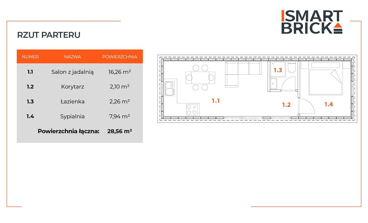 Rzut parteru domu Smart Steel