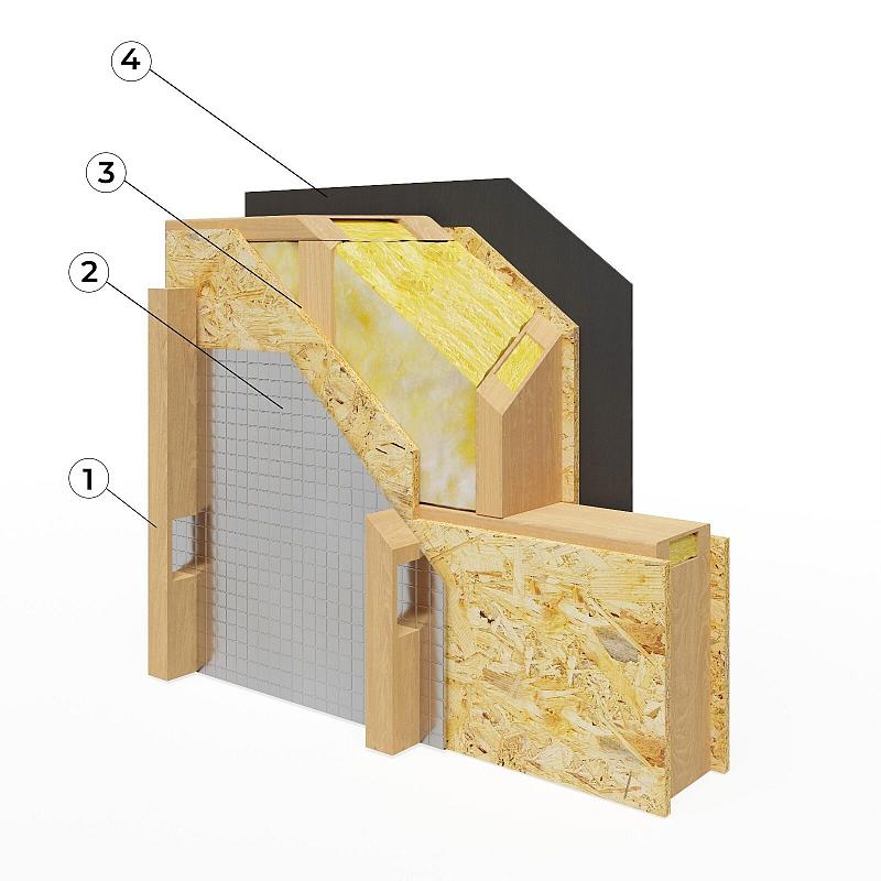 Przekrój ściany od wewnątrz